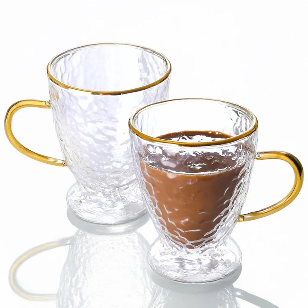 Aapon mini market -Hammered Double Wall Glass Coffee Cups