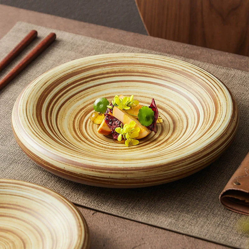 Aapon mini market -Handcrafted Spiral Stoneware Plate