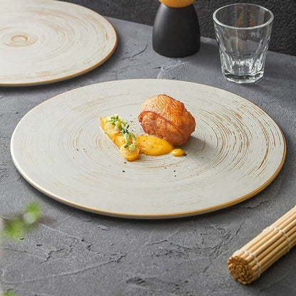 Aapon mini market -Brushed Texture Round Ceramic Dinner Plate 10" / 12