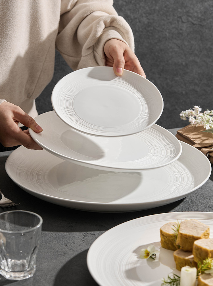 Aapon mini market -Minimalist Line Pattern Ceramic Dinner Plate 