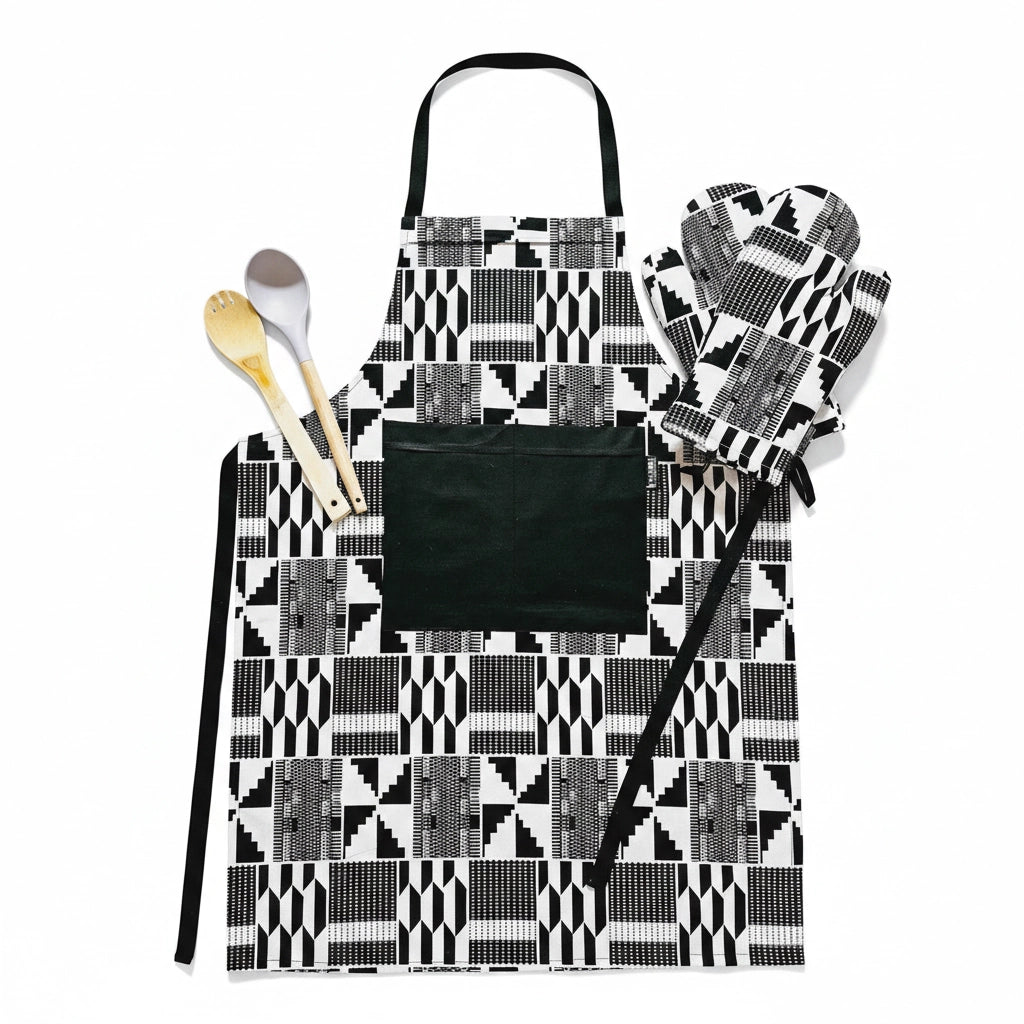Aapon mini market -Handmade Apron and Matching Oven Gloves Set