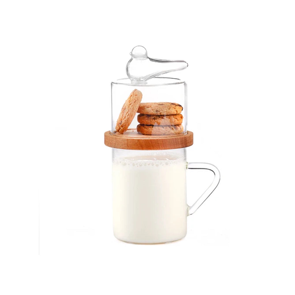 Aaponminimarket Handmade Glass Mug with Cookie Holder