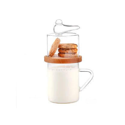 Aaponminimarket Handmade Glass Mug with Cookie Holder