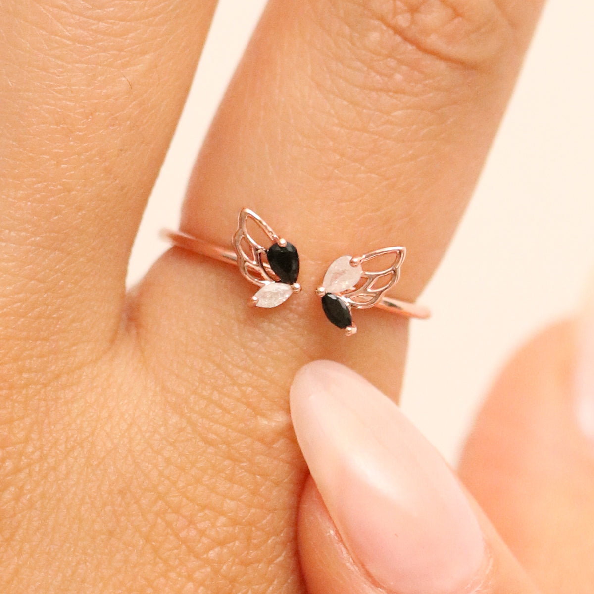 Black onyx Butterfly Wing Ring