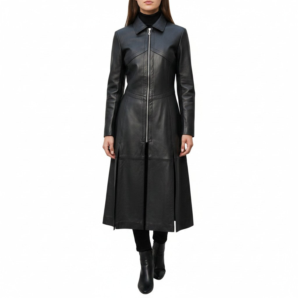Women’s Matrix Long Length Genuine Leather Coat