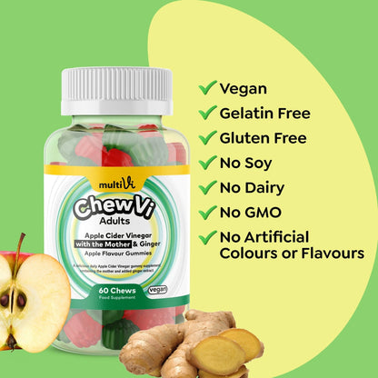 Aaponminimarket Apple Cider Vinegar (with the Mother) & Ginger Gummies - Apple Flavour