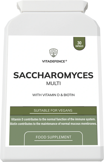 Aaponminimarket Saccharomyces Multi | With Vitamin D3, Biotin, Olive Leaf & Bamboo Silica – 30 Capsules