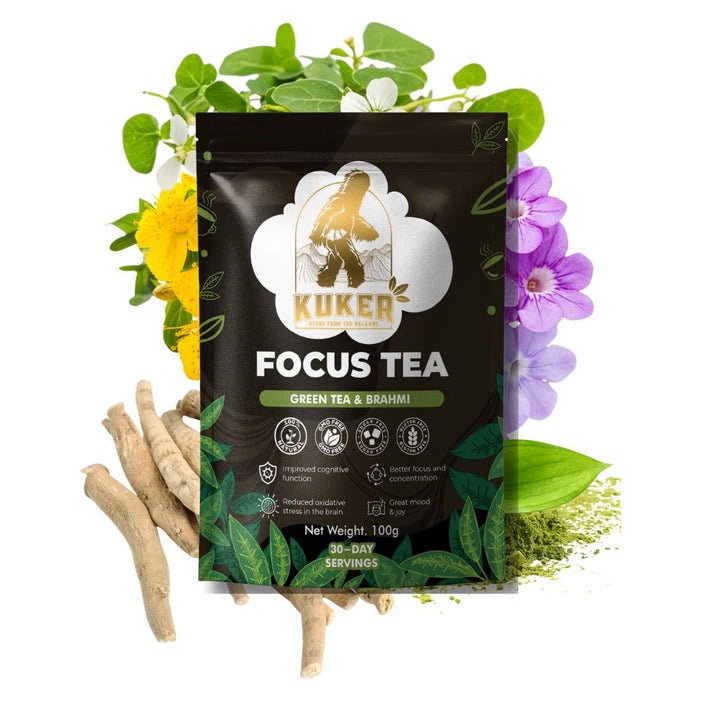 Aaponminimarket KUKER® Focus Tea Loose Leaf 100g | Brain Boost Herbal Tea for Mental Clarity & Concentration