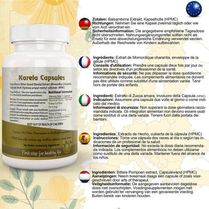 Aaponminimarket Aushadh Karela (Bitter Gourd) Capsules Glucose Wellness Support - Vegan, Gluten Free, Non-GMO, 60 Capsules