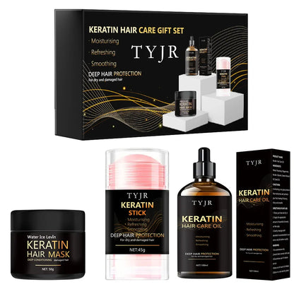 TYJR Keratin Hair Care Gift Set - Mask, Oil & Styling Stick