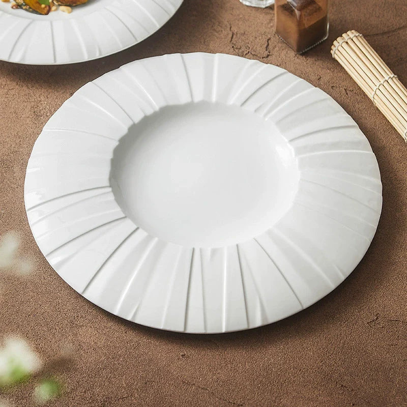 Plates With Rim Elegant Ceramic Radiating Rim Dinner & Serving Plate | Buy in the UK ...