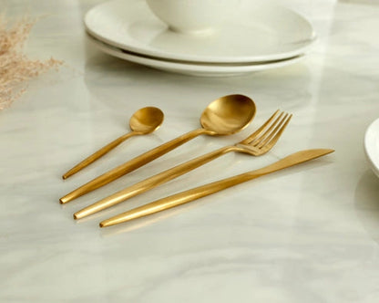 Aaponminimarket London Gold Stainless Steel Cutlery Sets