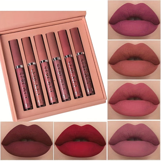 HANDAIYAN 6 Colors Velvet Lips Tint Liquid Lipsticks Set