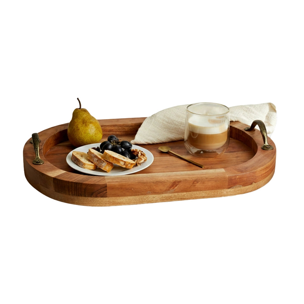 Aapon mini market -Lyon Wood Oval Serving Tray With Handles