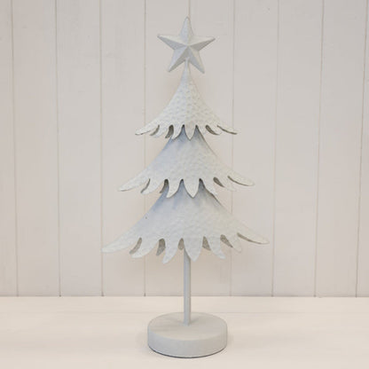 Large 53cm off-white metal Christmas tree decoration on a white shelf