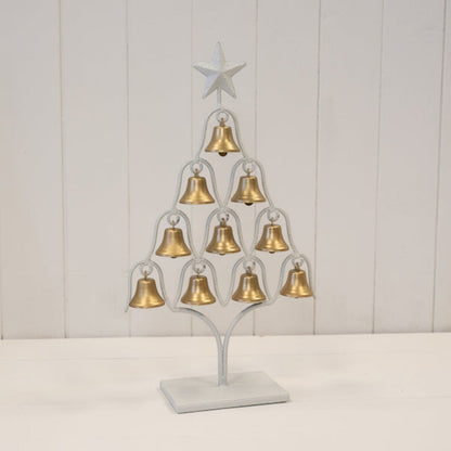 38cm off-white Christmas bell tree on a white shelf