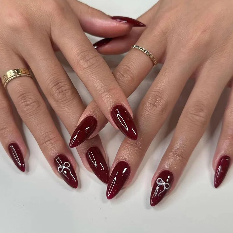 Medium-length Acrylic Almond Fake Nails