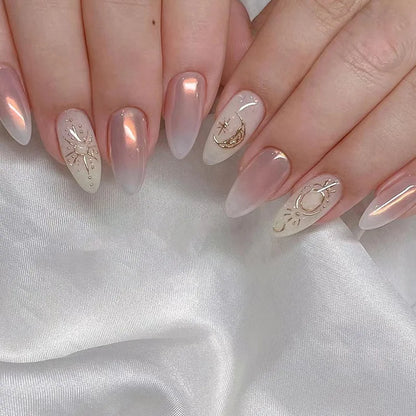 Medium-length Acrylic Almond Fake Nails