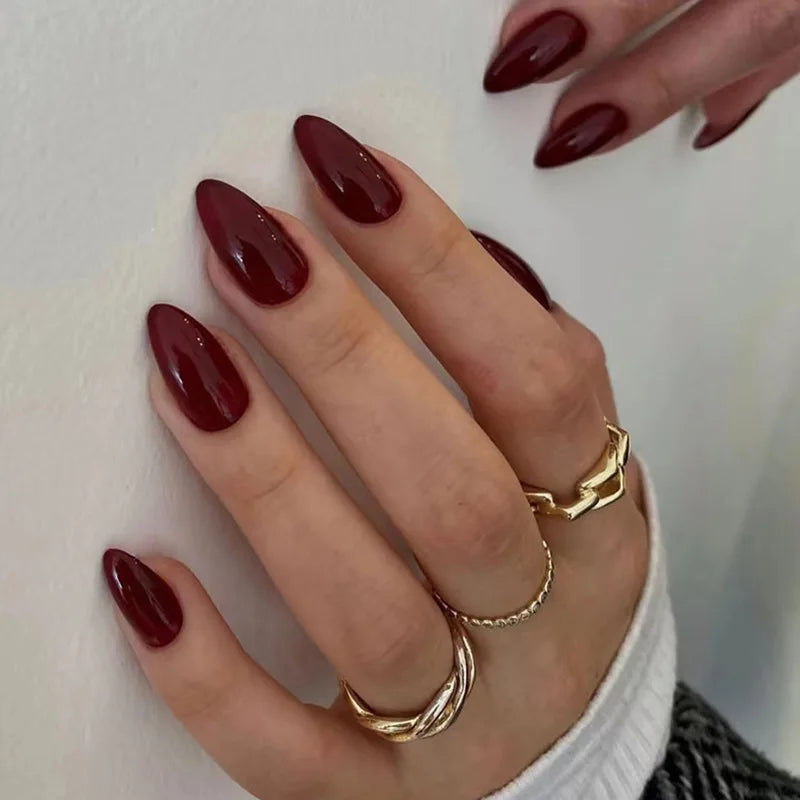 Medium-length Acrylic Almond Fake Nails