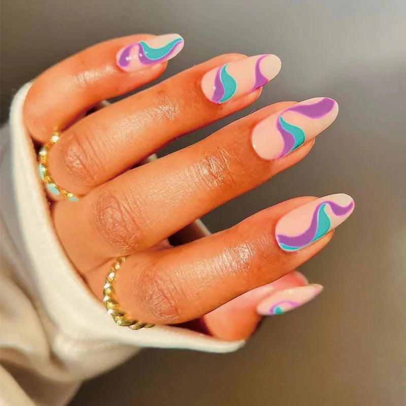 Medium-length Acrylic Almond Fake Nails