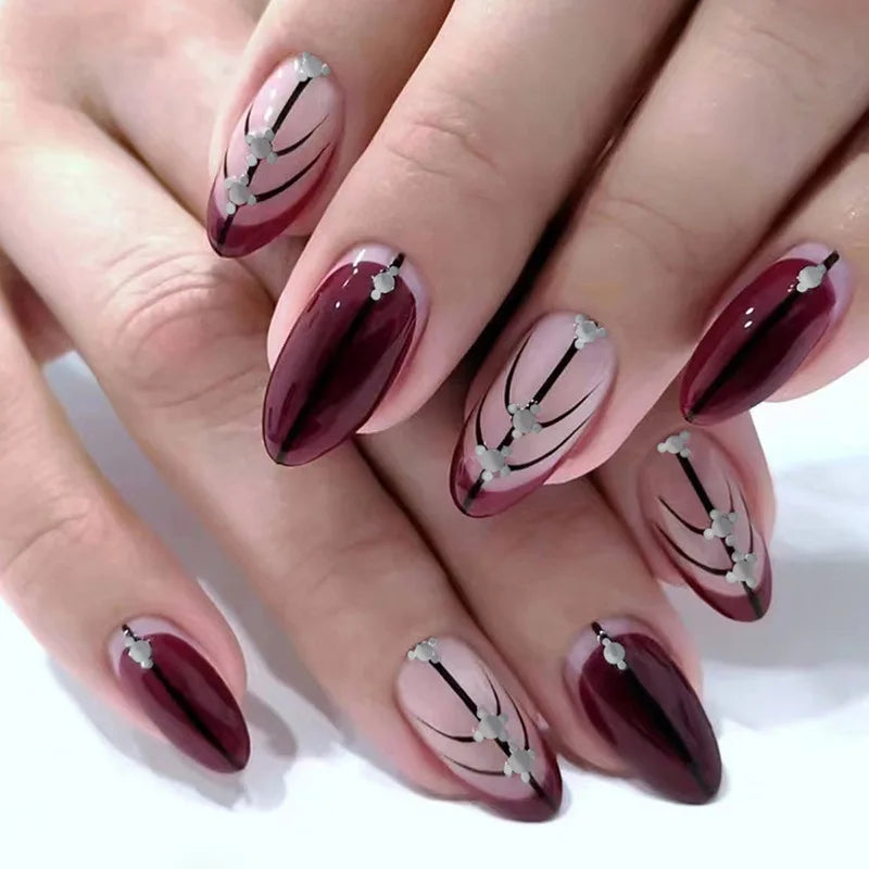 Medium-length Acrylic Almond Fake Nails