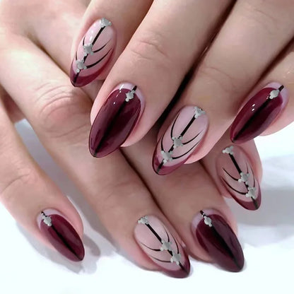 Medium-length Acrylic Almond Fake Nails