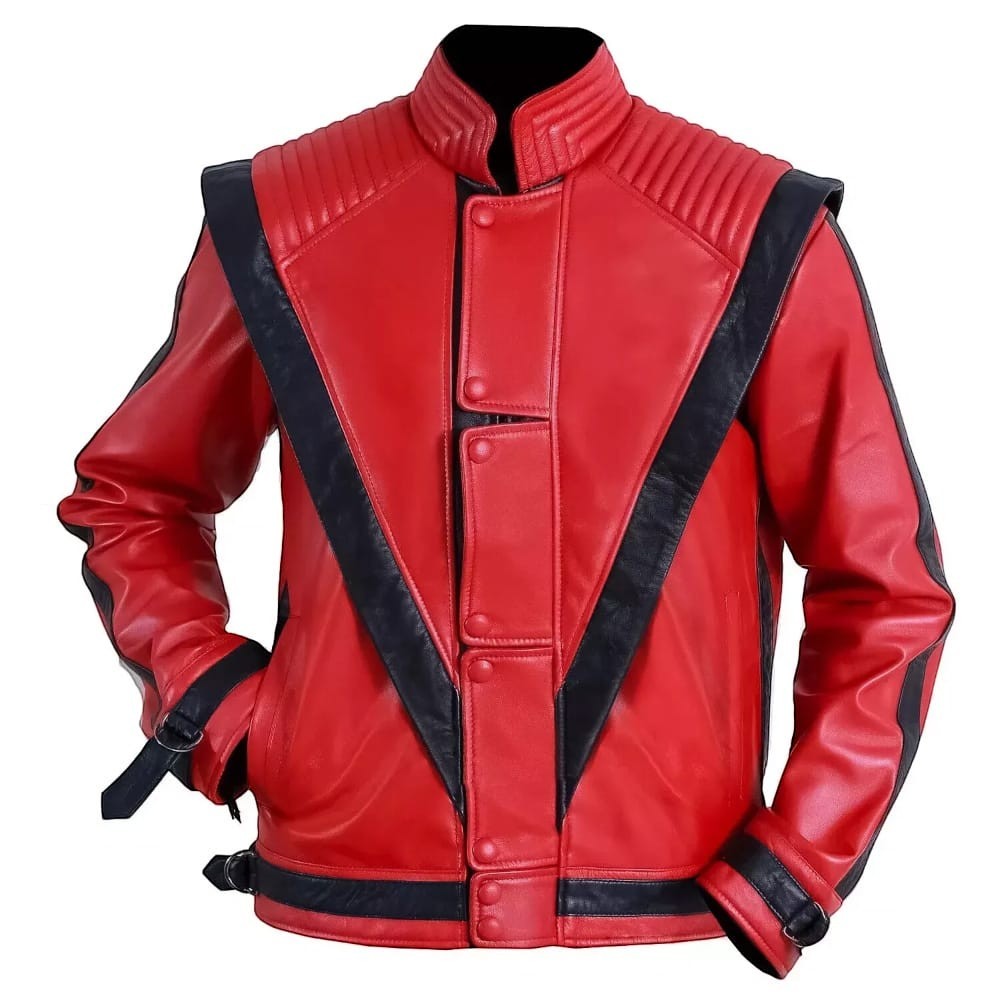 Michael Jackson Men Red Leather Jacket