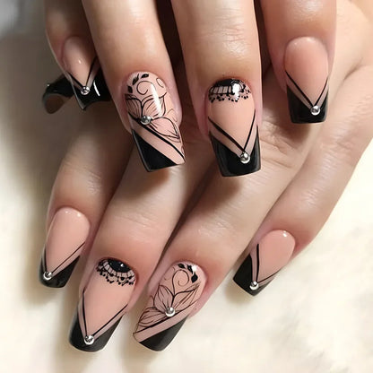 Mid Long Pink Leopard Press-On Nails with Bow