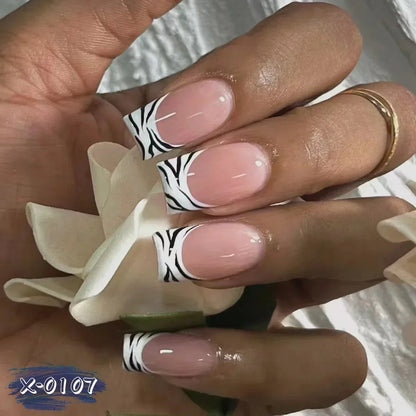 Mid Long Pink Leopard Press-On Nails with Bow