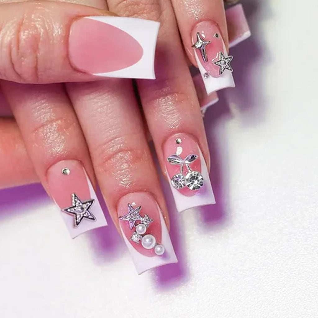 Aapon Mini Market Ltd Mid Long Pink Leopard Press-On Nails with Bow