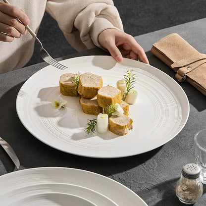 Aapon mini market -Minimalist Line Pattern Ceramic Dinner Plate 