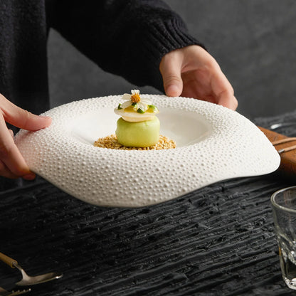 Aapon mini market -Handcrafted Porcelain Plate with Sesame Grain Texture
