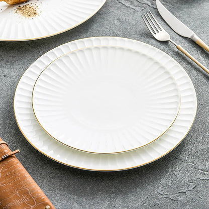 Aapon mini market -Radiant Pleat White Ceramic Plate with Gold Rim