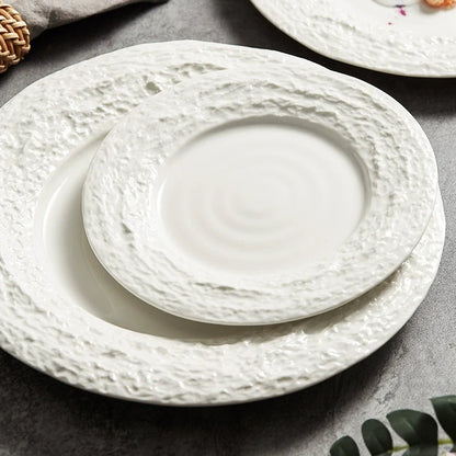 Aapon mini market -Creative Textured Ceramic Plate with Stone-Edge Design 