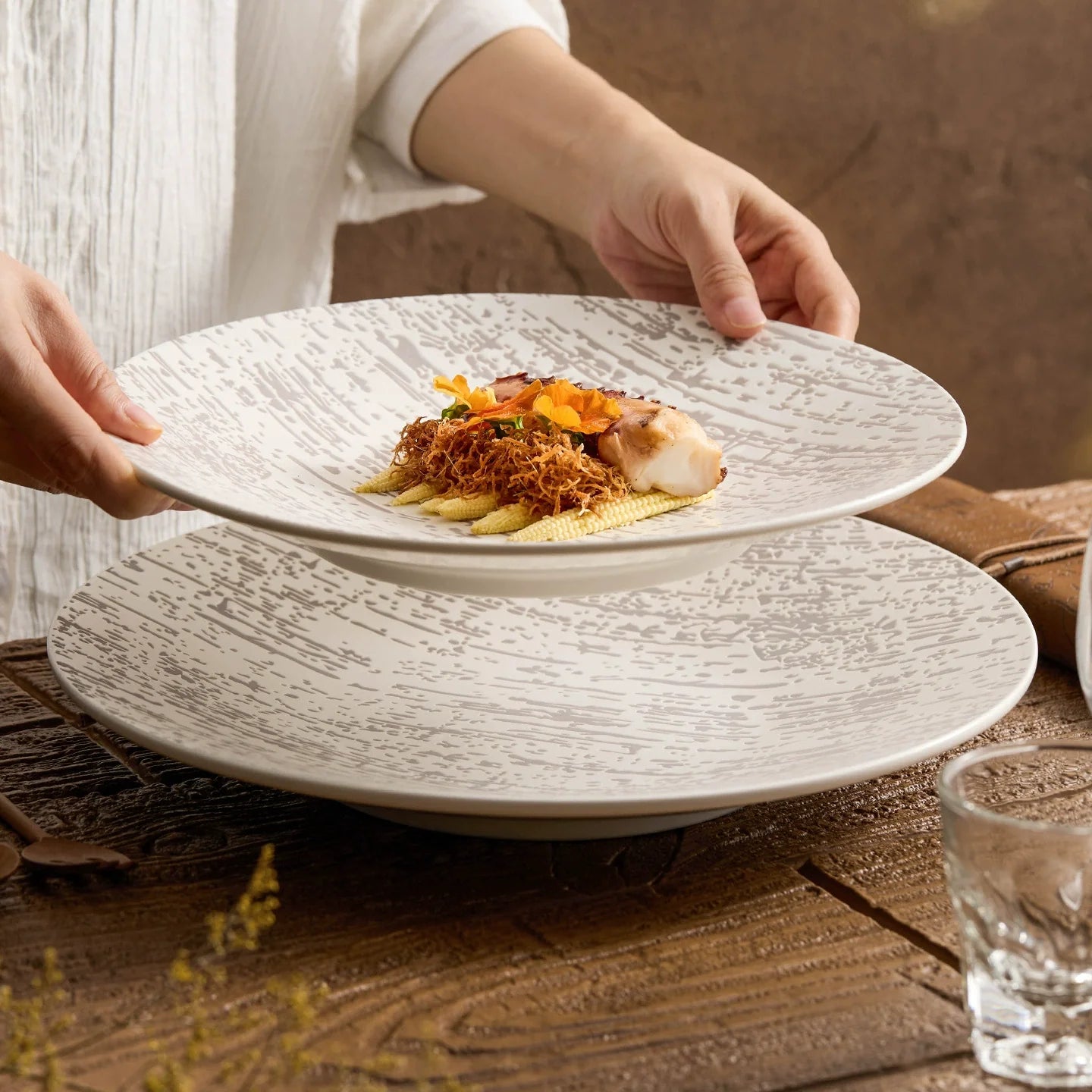 Aapon mini market -Nordic Style Textured Ceramic Dinner Plate 