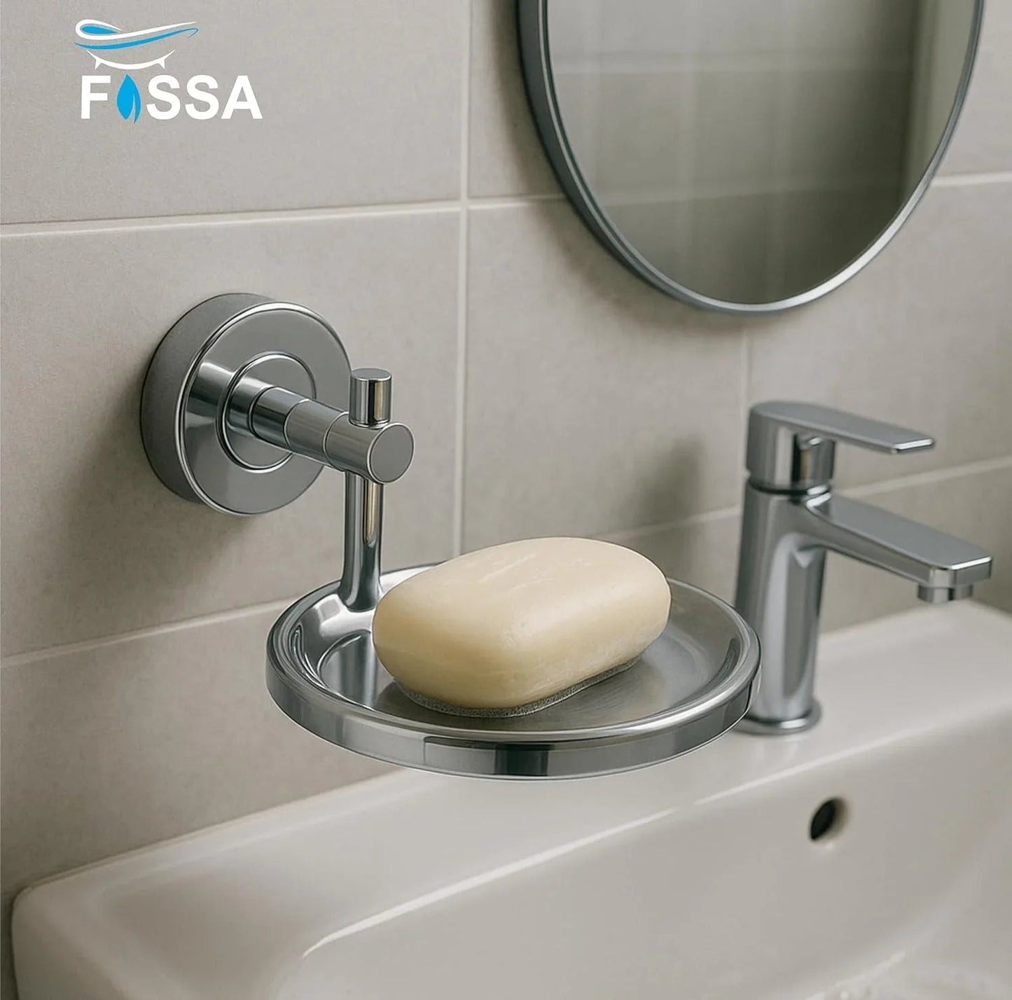 Round Stainless Steel Wall Mounted Soap Dish –Silver