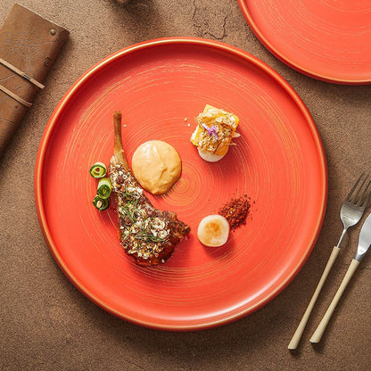 Aapon mini market -Handcrafted Matte Ceramic Plate with Raised Rim