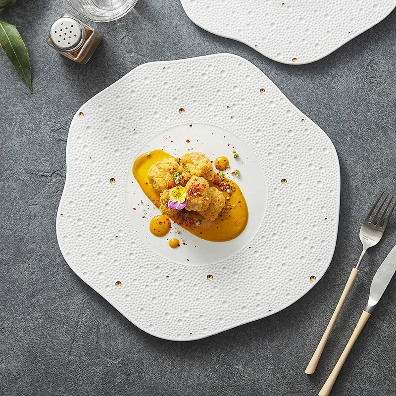 Aapon mini market -Textured Wave-Edge Porcelain Dinner Plate