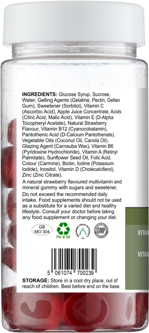 Aaponminimarket Multi Gummies – Natural Strawberry Flavour – 60 Gummies