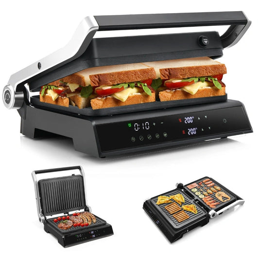 Aaponminimarket NNECW 3 in 1 Indoor Grill with Nonstick Grill Plates & Removable Drip Tray