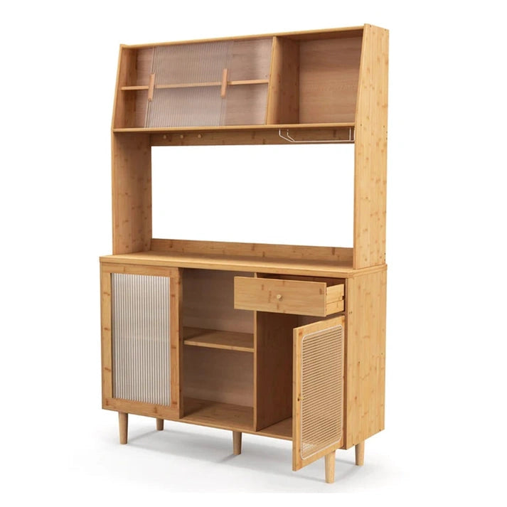 Aaponminimarket NNECW Bamboo Buffet Cabinet with Hutch