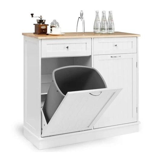 Aaponminimarket NNECW Kitchen Trash Cabinet (White)
