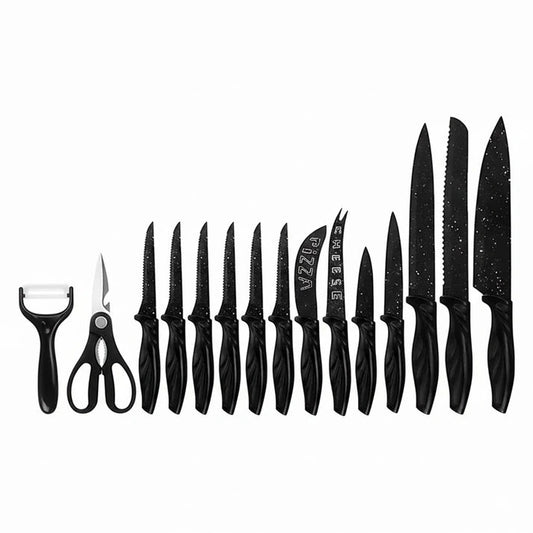 Aaponminimarket NNEDSZ 17-Pc Knife Set with Block & Sharpener