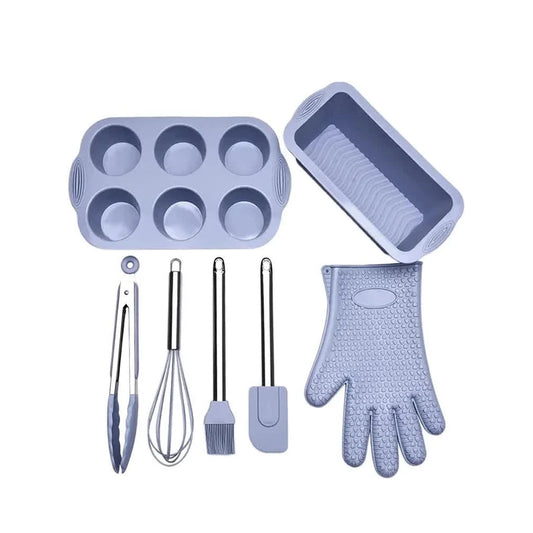 Aaponminimarket NNEDSZ Grey Silicone Bakeware Set