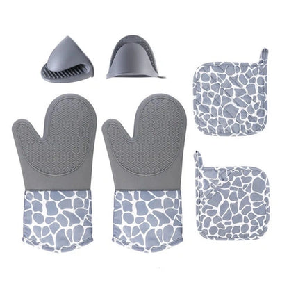 Aaponminimarket NNEDSZ Grey Silicone Oven Mitts Set (6pc)