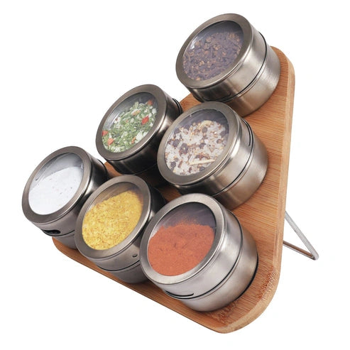 Aaponminimarket NNEDSZ Magnetic Triangular Bamboo Spice Rack