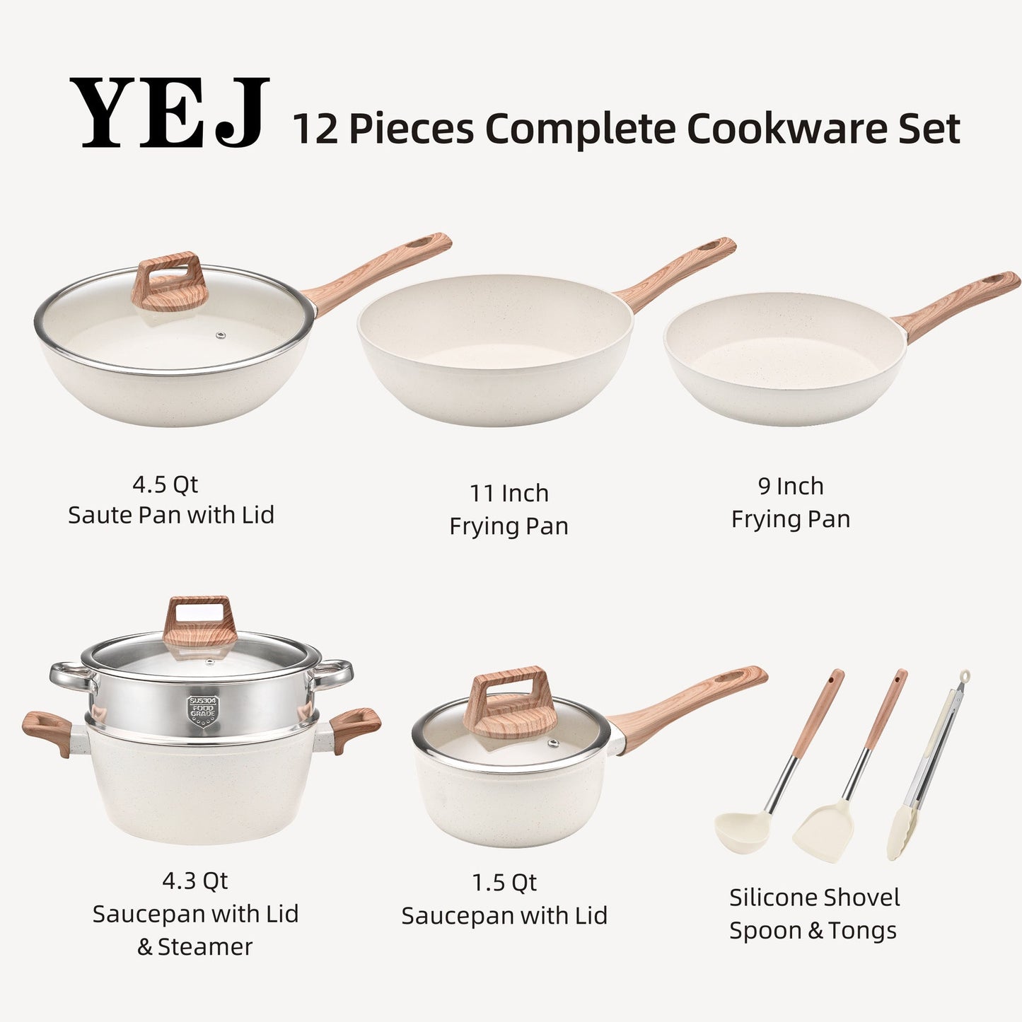 Aapon mini market - NNEDSZ YEJ 12-Piece Non-Stick Cookware Set