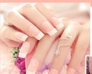 Nail art finished French long fake nail patch