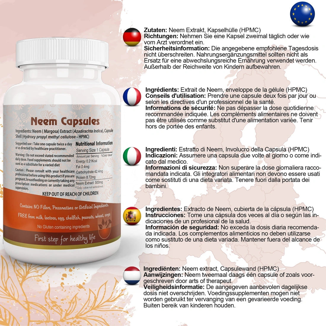 Aaponminimarket Aushadh Neem Capsules (Margosa) Skin & Immune Wellness Support - Vegan, Gluten Free, Non-GMO, 60 Capsules