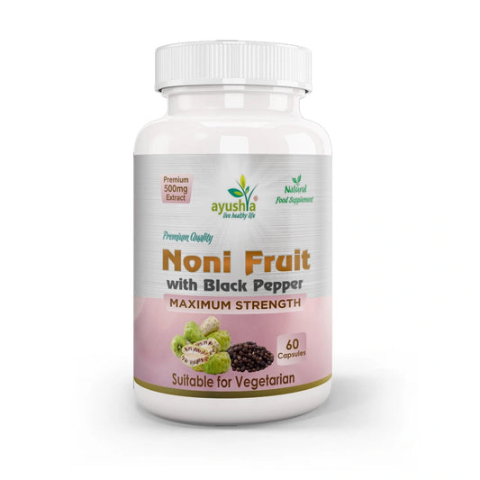 Aaponminimarket Ayushya Noni with Black Pepper Capsules (Indian Mulberry) Immune Wellness & Antioxidant Support - Vegan, Gluten Free, Non-GMO, 60 Capsules